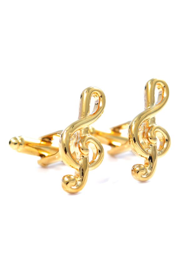 Malibu - Złote spinki do mankietów - klucze wiolinowe U39. Kolor: złoty