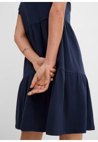 bonprix - Sukienka tunikowa z bawełny, krótki rękaw. Kolor: niebieski. Materiał: bawełna. Długość rękawa: krótki rękaw #3