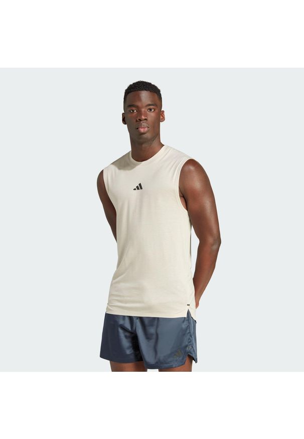 Adidas - Koszulka Power Workout Tank. Kolor: beżowy. Długość rękawa: bez rękawów