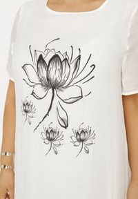 Born2be - Biała Sukienka z Bawełny i kwiatowym Motywem Vareldi. Okazja: na co dzień, na imprezę. Kolor: biały. Materiał: bawełna. Wzór: kwiaty. Sezon: lato. Typ sukienki: proste. Styl: casual, elegancki #5