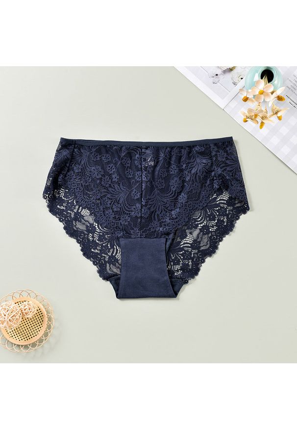 Intica - Figi koronkowe z delikatnym wykończeniem Zlatija. Kolor: niebieski. Materiał: koronka. Wzór: koronka