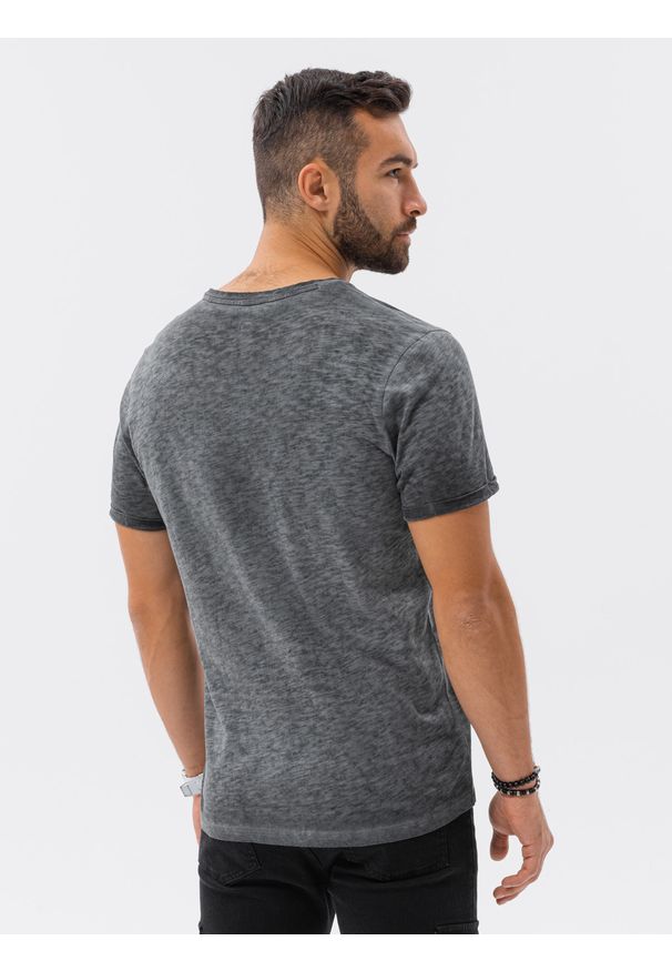 Ombre Clothing - T-shirt męski bawełniany S1388 - czarny - XXL. Kolor: czarny. Materiał: bawełna