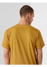 outhorn - T-shirt gładki męski - żółty. Kolor: żółty. Materiał: materiał, bawełna, jersey. Wzór: gładki. Styl: sportowy #2