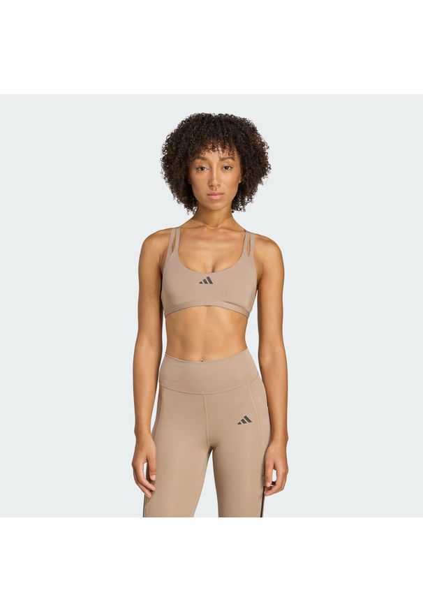 Adidas - Biustonosz Aeroimpact Luxe Training Light-Support. Kolor: brązowy. Materiał: materiał