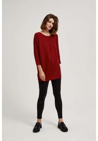 MOODO - Sweter typu nietoperz bordowy. Kolor: czerwony. Materiał: poliester, wiskoza, poliamid