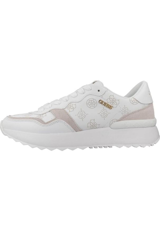 Guess - Kapcie GUESS LEL12 Biały. Kolor: biały. Materiał: tkanina, skóra. Styl: sportowy