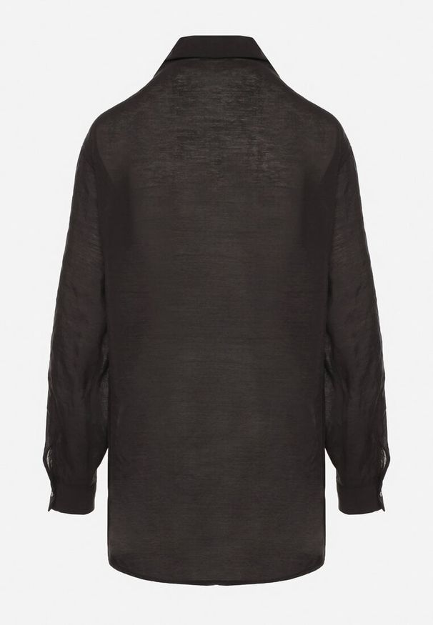 Born2be - Czarna Koszula z Modalem i Ozdobnymi Kieszeniami Mavisene. Okazja: na co dzień. Kolor: czarny. Materiał: jeans. Styl: klasyczny, elegancki, casual
