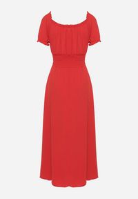 Born2be - Czerwona Sukienka Ozdobiona Bufkami Dolinossa. Okazja: na co dzień. Kolor: czerwony. Wzór: aplikacja. Sezon: lato. Styl: casual #7