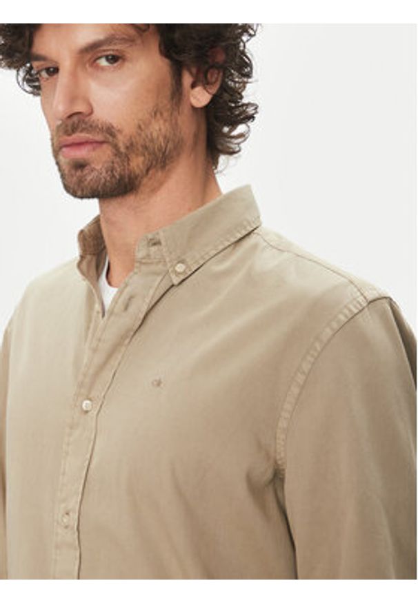 Calvin Klein Koszula K10K114200 Beżowy Comfort Fit. Kolor: beżowy. Materiał: bawełna
