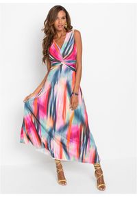 bonprix - Długa sukienka. Kolor: różowy. Wzór: nadruk, kolorowy. Sezon: lato. Długość: maxi #1