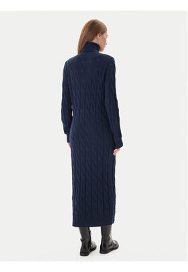 TOMMY HILFIGER - Tommy Hilfiger Sukienka dzianinowa WW0WW46429 Granatowy Slim Fit. Kolor: niebieski. Materiał: wełna