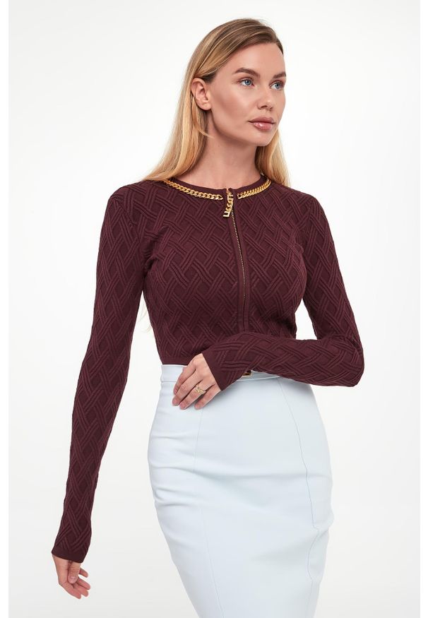 Elisabetta Franchi - Sweter/kardigan damski zapinany na zamek ELISABETTA FRANCHI