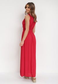 Born2be - Bordowa Sukienka Clymiolea. Kolor: czerwony. Materiał: tkanina, wiskoza. Długość rękawa: na ramiączkach. Wzór: jednolity. Typ sukienki: kopertowe. Styl: elegancki. Długość: maxi #5