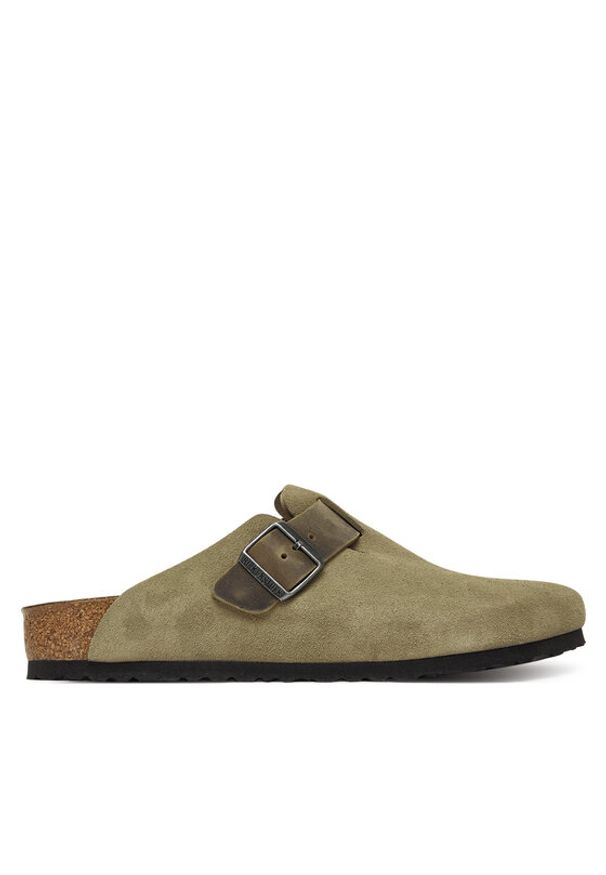 Birkenstock Klapki Boston 1031516 Khaki. Kolor: brązowy. Materiał: skóra, zamsz