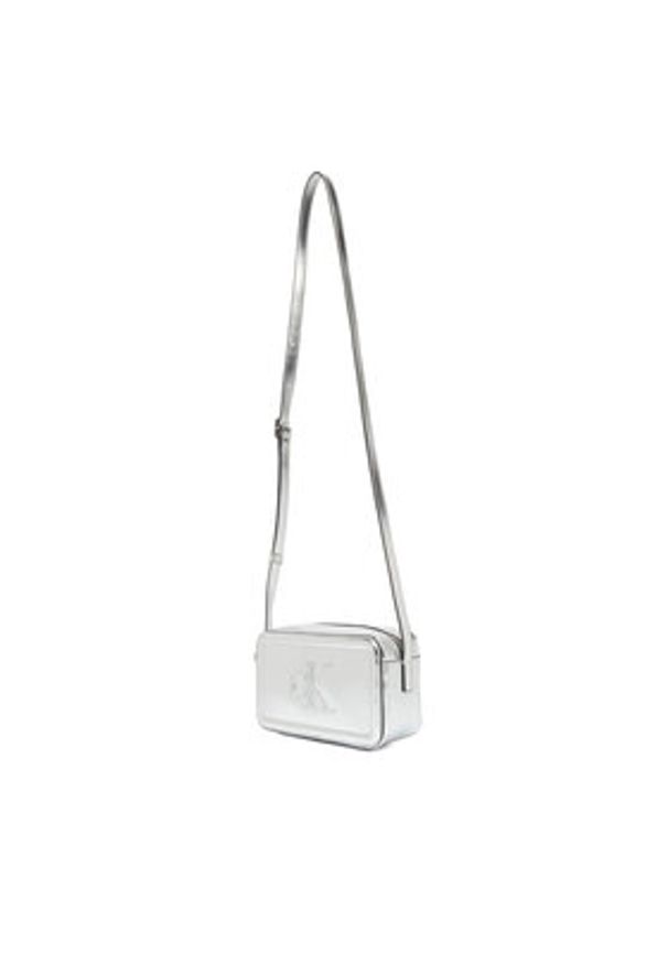 Calvin Klein Torebka Bold Ck Metallic Camera Bag LV04F3331G Srebrny. Kolor: srebrny. Materiał: skórzane