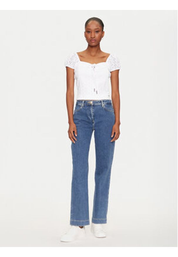 Guess Bluzka W5GP13 KCVA1 Biały Slim Fit. Kolor: biały. Materiał: bawełna