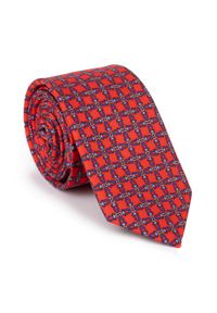 Wittchen - Krawat jedwabny wzorzysty czerwono-niebieski. Kolor: wielokolorowy, czerwony, niebieski. Materiał: jedwab. Styl: klasyczny, elegancki