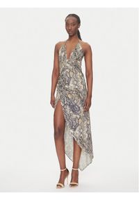 Just Cavalli Sukienka koktajlowa 78PAO932 Beżowy Slim Fit. Kolor: beżowy. Materiał: syntetyk. Styl: wizytowy