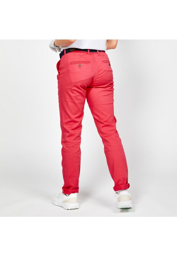 INESIS - Spodnie do golfa chino damskie Inesis MW500 bawełniane. Kolor: różowy. Materiał: bawełna, materiał, poliester, elastan. Sport: golf