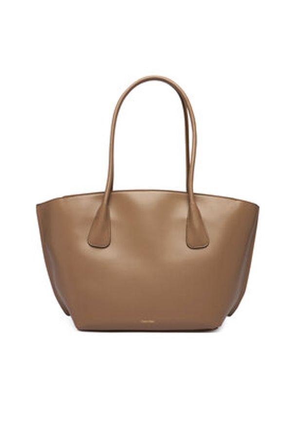 Calvin Klein Torebka Ck Medium Dome Tot LV04F3344G Beżowy. Kolor: beżowy. Materiał: skórzane