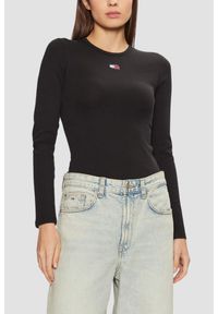Tommy Jeans - TOMMY JEANS Czarny longsleeve damski, Rozmiar M. Kolor: czarny. Długość rękawa: długi rękaw