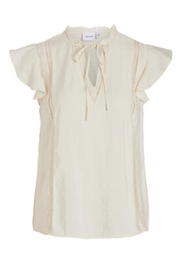 Vila Bluzka Lucia 14086329 Écru Loose Fit. Materiał: wiskoza