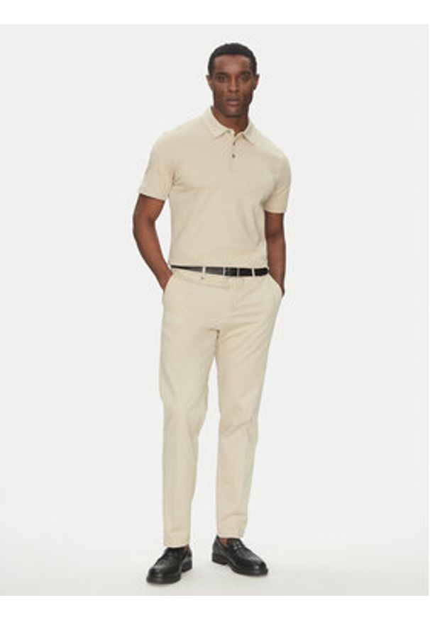 BOSS Polo Palosh 30 50471335 Beżowy Slim Fit. Typ kołnierza: polo. Kolor: beżowy. Materiał: bawełna