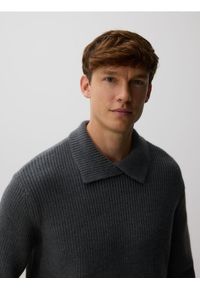 Reserved - Sweter polo z dodatkiem wełny - szary. Typ kołnierza: polo. Kolor: szary. Materiał: wełna #1