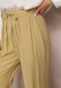 Renee - Beżowe Spodnie Materiałowe z Marszczoną Gumką Pimpernel. Kolor: beżowy. Materiał: materiał #2
