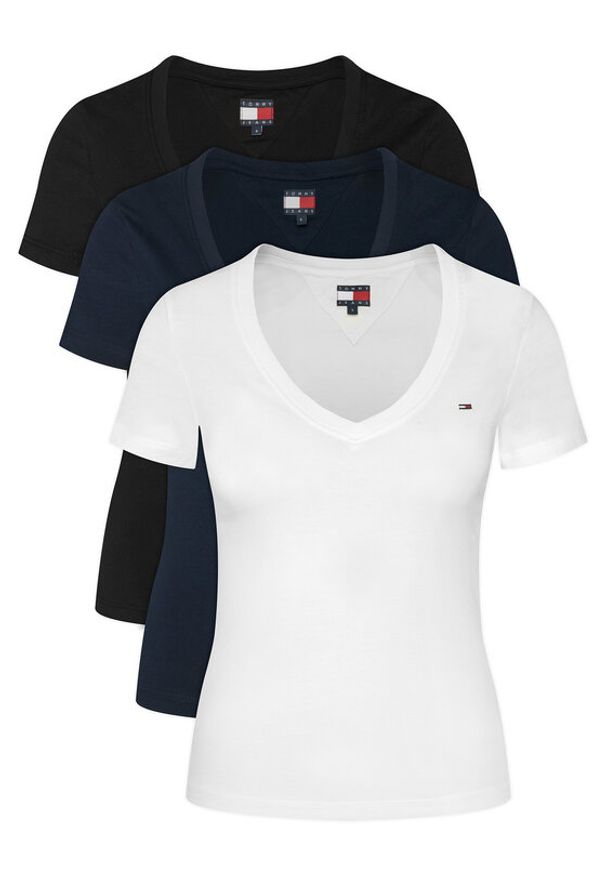 Tommy Jeans Komplet t-shirtów DW0DW23005 Kolorowy Slim Fit. Materiał: bawełna. Wzór: kolorowy