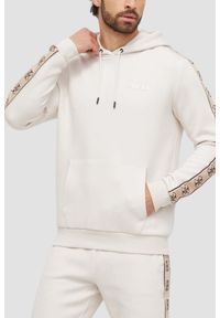 Guess - GUESS Beżowa męska bluza z lampasami Mickey, Rozmiar M. Okazja: na co dzień. Kolor: beżowy. Materiał: bawełna, poliester, materiał. Styl: casual, elegancki, sportowy #1