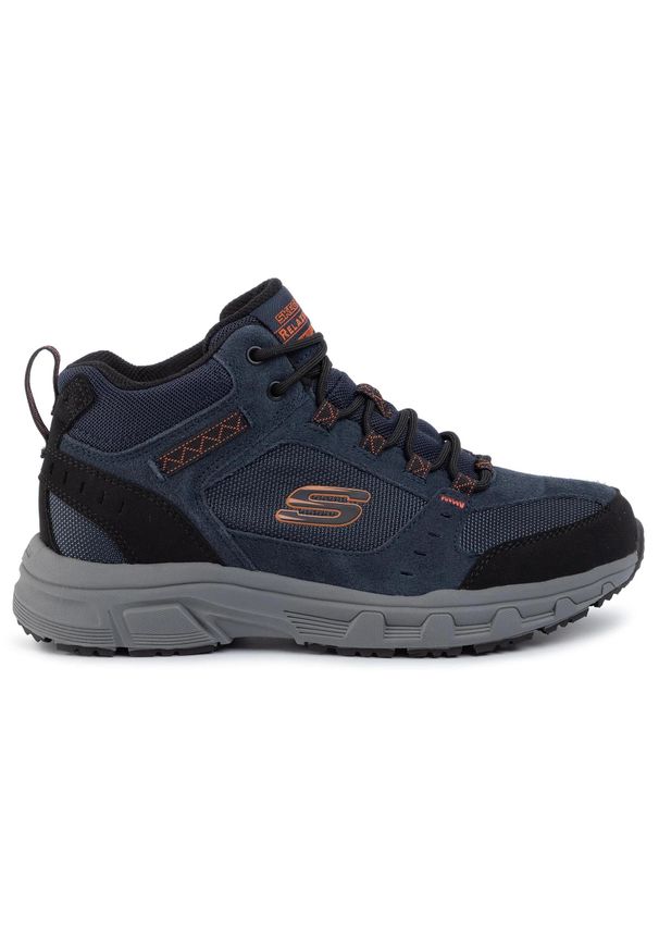 skechers - Buty na co dzień męskie SKECHERS OAK CANYON wysokie skóra. Okazja: na co dzień. Kolor: niebieski. Materiał: skóra