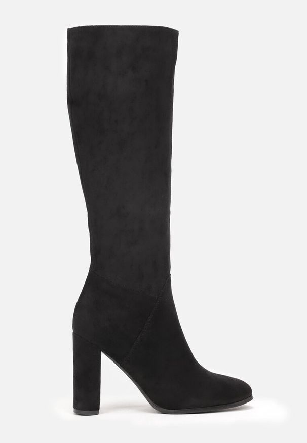 Born2be - Czarne Kozaki na Słupku Haverj. Zapięcie: zamek. Kolor: czarny. Szerokość cholewki: normalna. Wzór: gładki. Obcas: na słupku