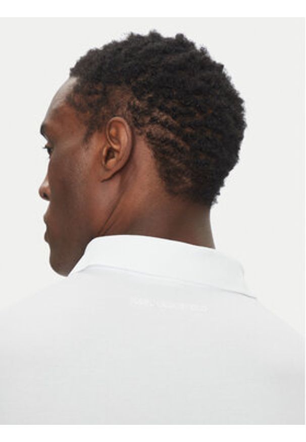 Karl Lagerfeld - KARL LAGERFELD Polo 745750 500221 Biały Regular Fit. Typ kołnierza: polo. Kolor: biały. Materiał: bawełna