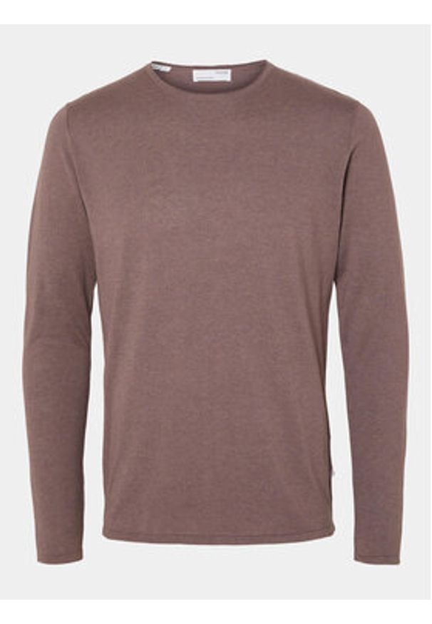 Selected Homme Sweter 16079774 Bordowy Regular Fit. Kolor: czerwony. Materiał: bawełna
