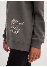 bonprix - Bluza z czystej bawełny organicznej. Kolor: szary. Materiał: bawełna. Wzór: nadruk