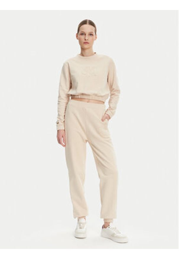 Calvin Klein Jeans Bluza J20J225363 Beżowy Regular Fit. Kolor: beżowy. Materiał: bawełna