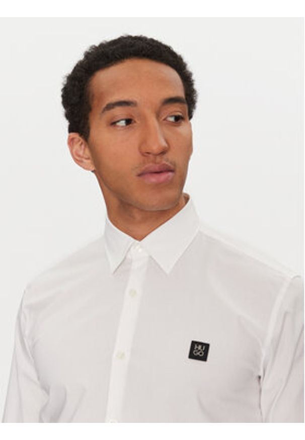 Hugo - HUGO Koszula Ermo 50505315 Biały Slim Fit. Kolor: biały. Materiał: bawełna