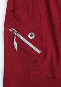 Born2be - Bordowe Spodnie 3/4 z Elastyczną Gumką w Pasie i Suwakami Leazira. Okazja: na co dzień. Kolor: czerwony. Styl: elegancki, casual #6