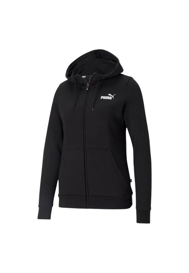 Puma - Damska Bluza Z Kapturem Essential Small Logo Z Pełnym Zamkiem Błyskawicznym. Typ kołnierza: kaptur. Kolor: czarny