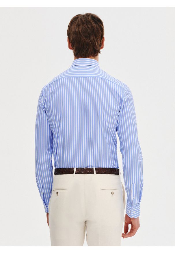 Pako Lorente - PAKO LORENTE - Dzianinowa koszula męska w paski. Materiał: dzianina. Długość rękawa: długi rękaw. Długość: długie. Wzór: paski