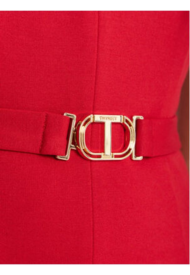 TwinSet - TWINSET Sukienka koktajlowa 252TP2606 Czerwony Slim Fit. Kolor: czerwony. Materiał: wiskoza. Styl: wizytowy