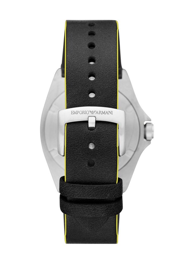 Emporio Armani - Zegarek AR11330. Kolor: czarny. Materiał: skóra, materiał