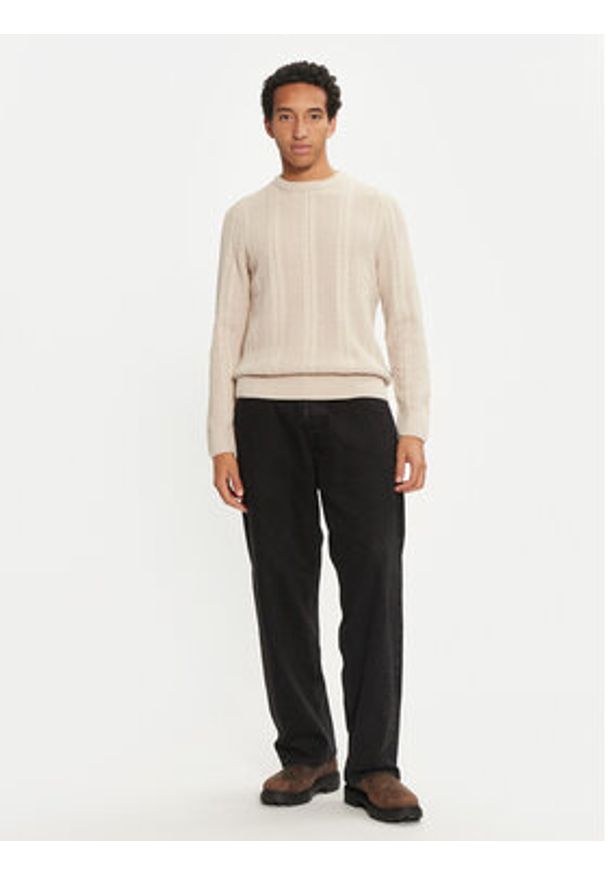 Jack & Jones - Jack&Jones Sweter 12261436 Beżowy Regular Fit. Kolor: beżowy. Materiał: bawełna