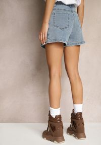 Renee - Niebieskie Asymetryczne Spódnico-Szorty z Bawełny Velvivia. Okazja: na co dzień. Kolor: niebieski. Materiał: bawełna. Sezon: lato, wiosna. Styl: casual, elegancki