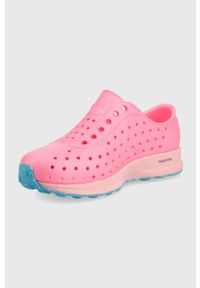 Native tenisówki dziecięce kolor różowy. Nosek buta: okrągły. Kolor: różowy. Materiał: materiał, guma. Wzór: motyw zwierzęcy