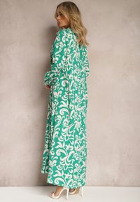 Renee - Zielona Sukienka Koszulowa w Ornamentalny Print z Wiskozy Eillo. Kolor: zielony. Materiał: wiskoza. Wzór: nadruk. Typ sukienki: koszulowe #5