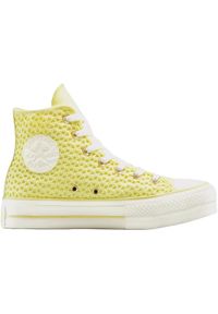 Adidasy Converse Chuck Taylor All Star Lift Platform Knit, Dla obu płci. Kolor: żółty. Materiał: materiał. Obcas: na platformie. Model: Converse All Star