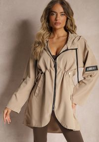 Renee - Beżowa Kurtka Oversize Wiatrówka Ceshela. Kolor: beżowy. Długość rękawa: długi rękaw. Długość: długie. Styl: elegancki #3