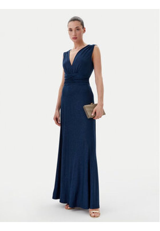 Rinascimento Sukienka wieczorowa CFC0122393003 Granatowy Regular Fit. Kolor: niebieski. Materiał: syntetyk. Styl: wizytowy